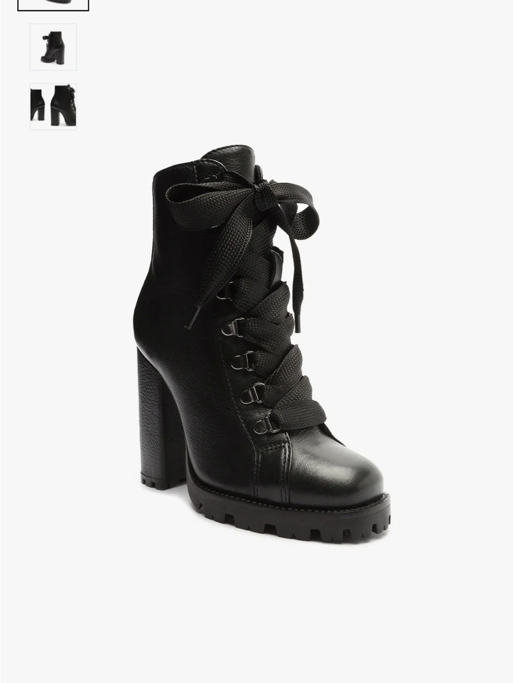 SCHUTZ Zhara Black Lace-Up Boots with Block Heel